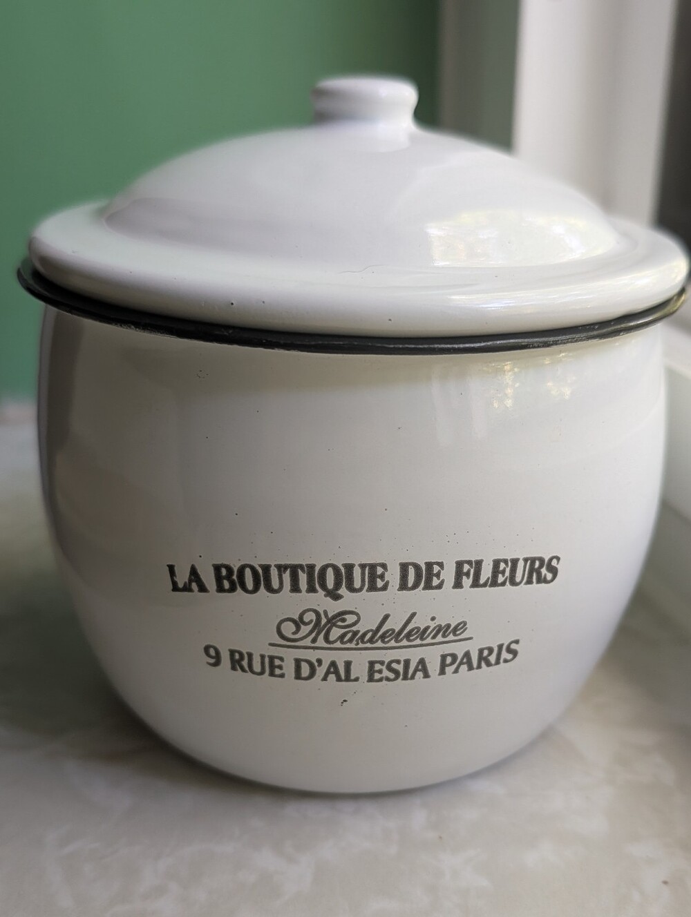 La Boutique De Fleurs Madeleine Enameled Metal Storage Canister